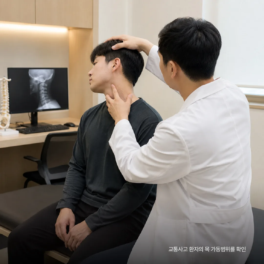 교통사고 입원 가능 병원에서 사고 후 상태를 확인하는 모습