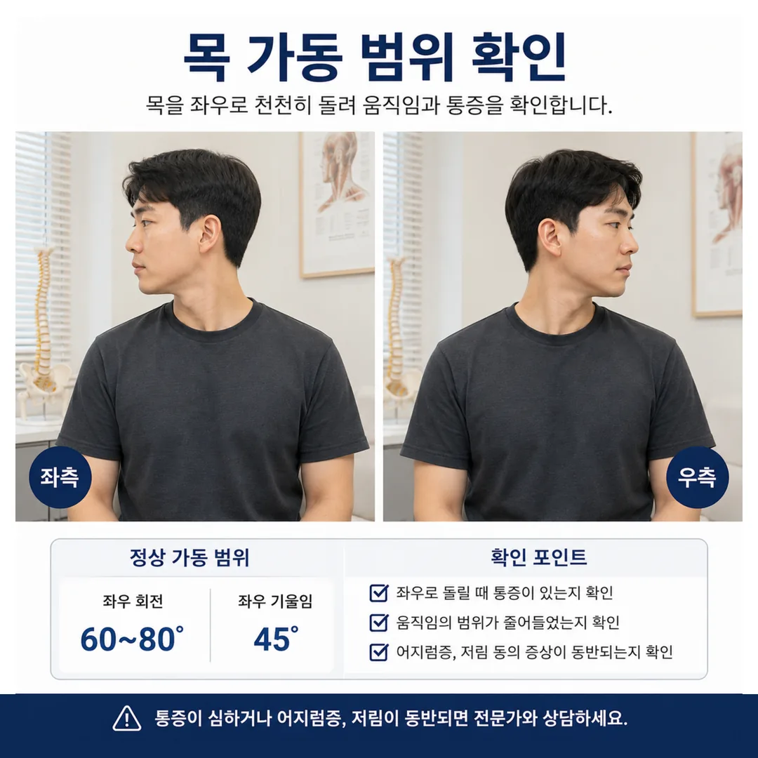 교통사고 후 운동 복귀 전 목 가동 범위 확인