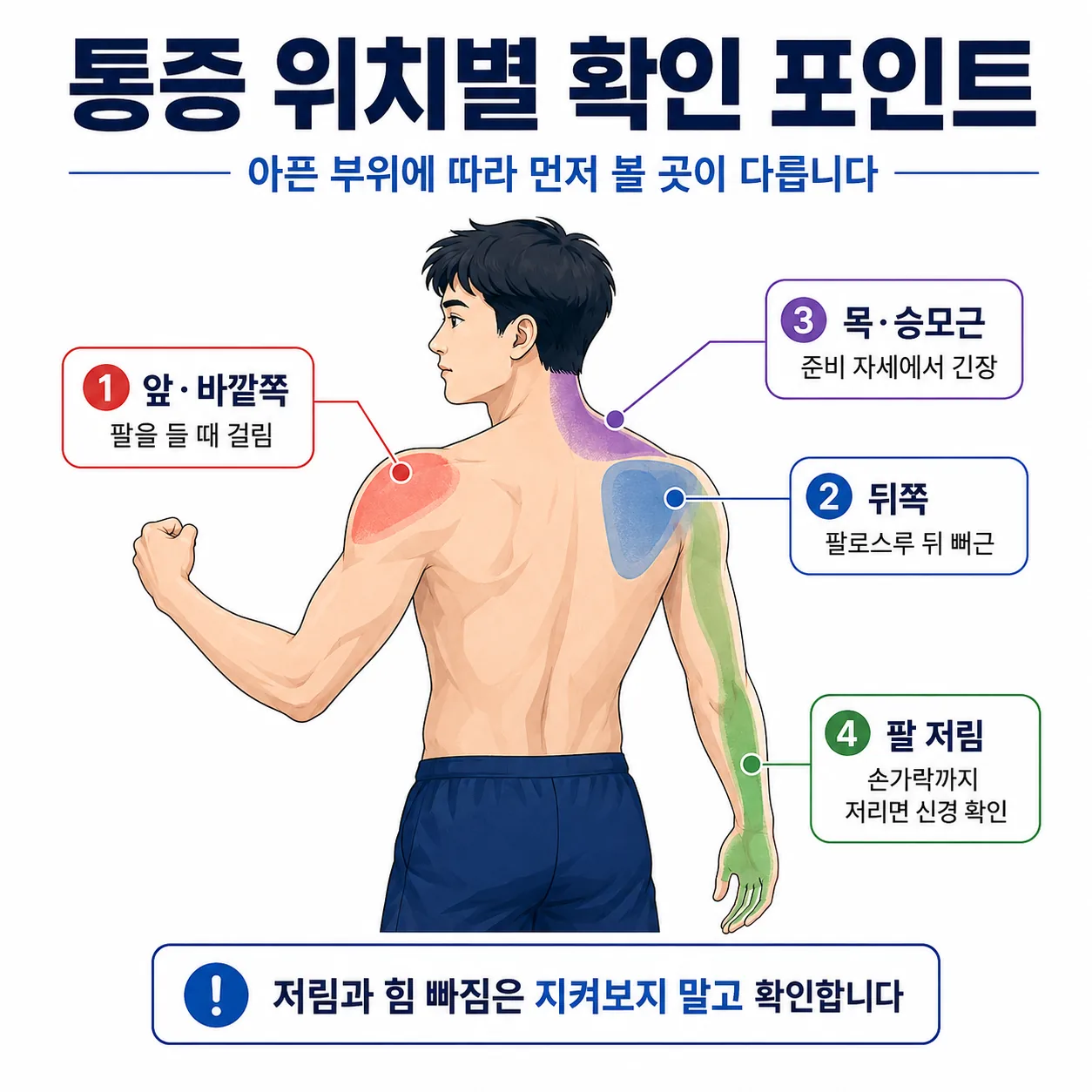 배드민턴 어깨 통증 부위별 구분 지도
